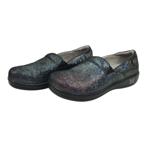 Alegria Clogs Womens EU 38 Black Metallic Sparkly Slip Resistant Slip On KEL-674 - Picture 1 of 16